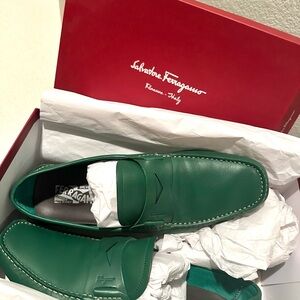 Salvatore Ferragamo Men's Vibrant Green Slip-Ons